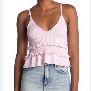 BCBGeneration Peplum Ruffle Sweater Top, Lavender, Medium, BNWOT